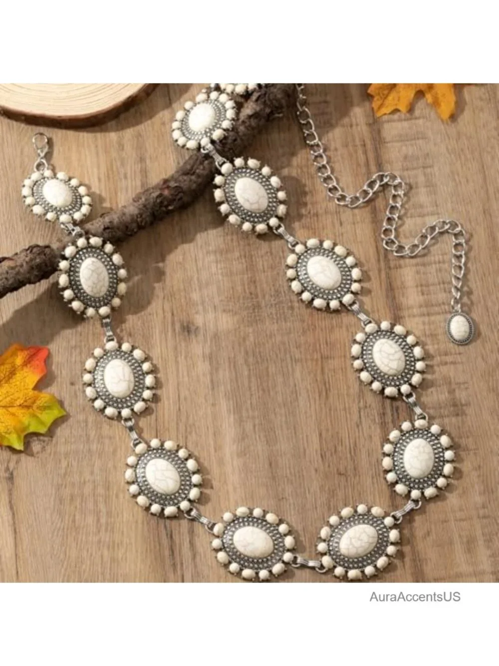 Western Turquoise Concho Chain Waist Belt for Dresses Jeans